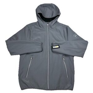 NEW Kenneth Cole Soft Shell Hooded Jacket Mens Medium‎ Full Zip Polyester Gray